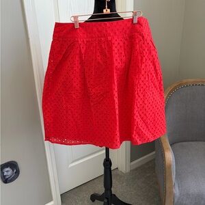 Talbots Vibrant Red Eyelet A-Line Skirt